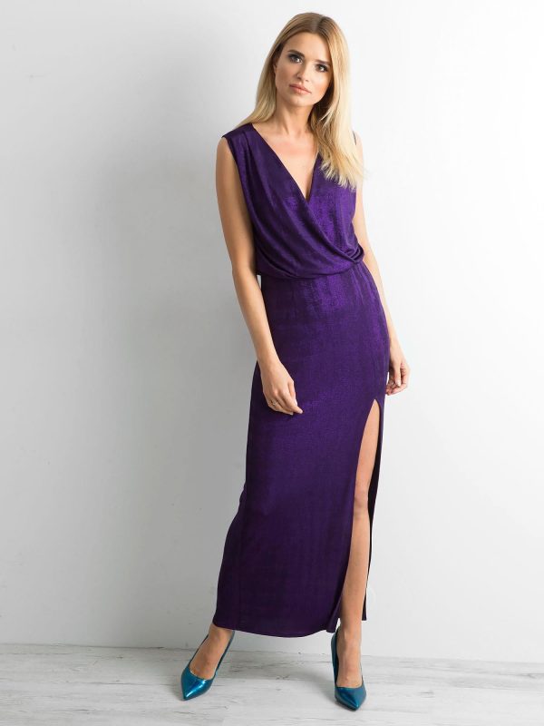 Wholesale Purple maxi dress with slit