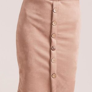 Wholesale Suede pencil skirt beige