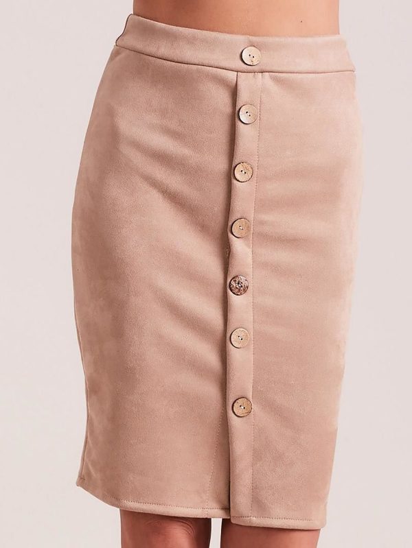 Wholesale Suede pencil skirt beige