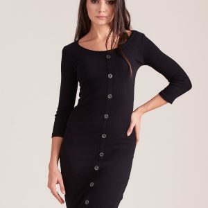 Wholesale Black Fit Ribbed Dress