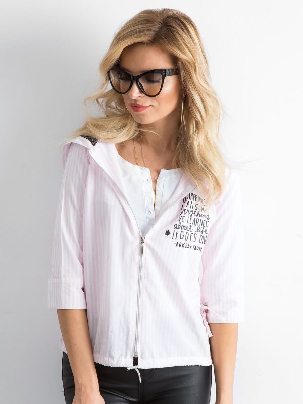 Wholesale Pink Slim Striped Sweatshirt