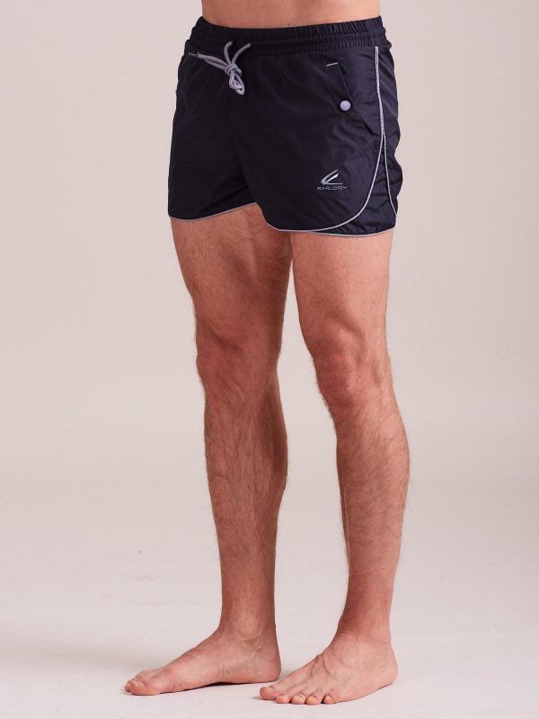Wholesale Men's swim shorts with bright hem navy blue