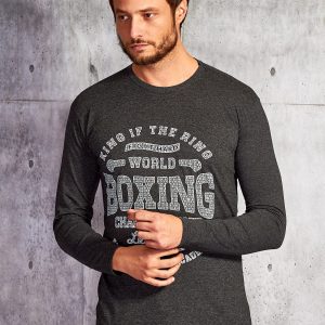 Wholesale Men's blouse with text print dark grey