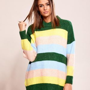 Wholesale Loose sweater with green stripes