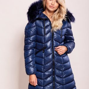 Wholesale Blue quilted jacket for winter with hood