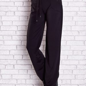 Wholesale Black sweatpants with pocket and embroidery PLUS SIZE