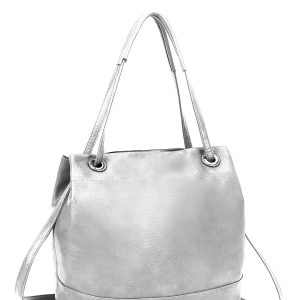 Wholesale LUIGISANTO silver eco leather shopper bag