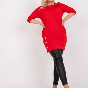 Wholesale Red tunic plus size with pockets