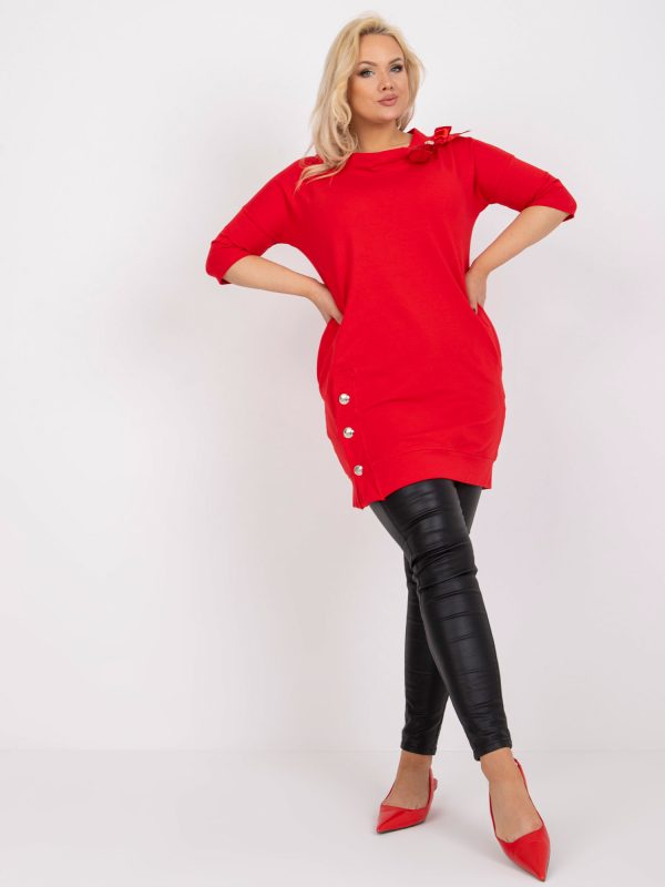 Wholesale Red tunic plus size with pockets