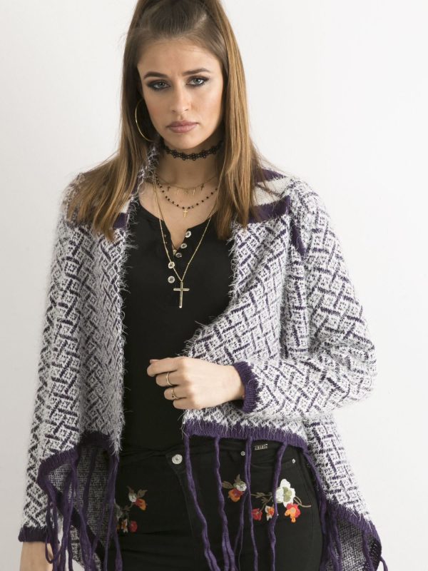 Wholesale Purple sweater with fringes