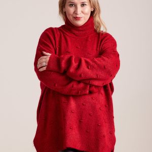 Wholesale Burgundy Plus Size Turtleneck Sweater