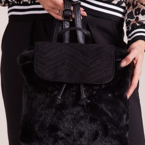 Wholesale Black Fur Backpack