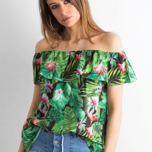 Wholesale Green Spanish blouse with plant motif