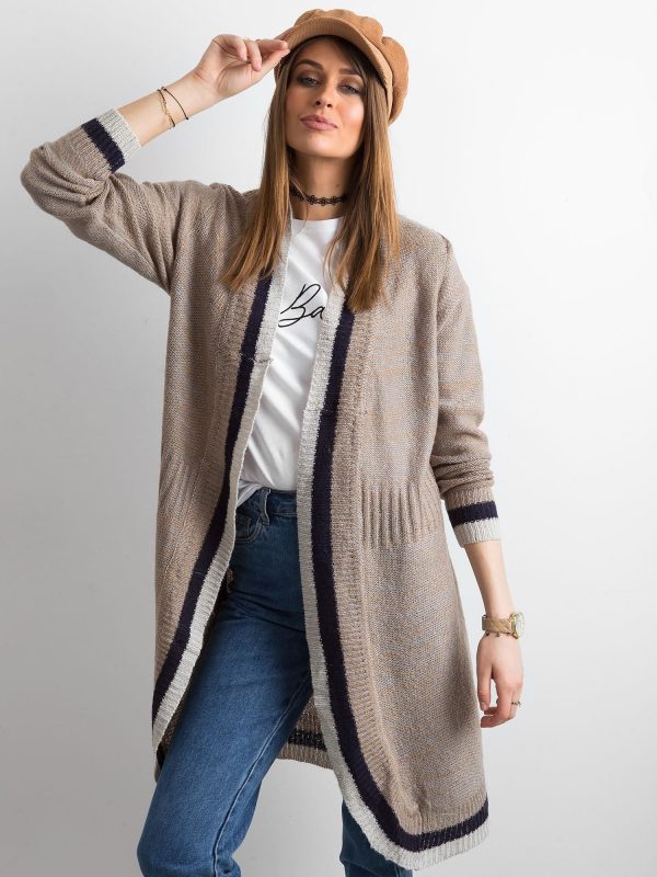 Wholesale Long sweater without fastener beige