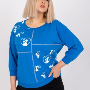 Wholesale Dark blue plus size blouse with Margeret applique