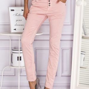 Wholesale Light Pink Straight Fabric Pants