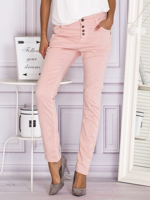 Wholesale Light Pink Straight Fabric Pants