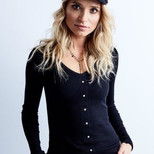 Wholesale Black Ribbed Blouse