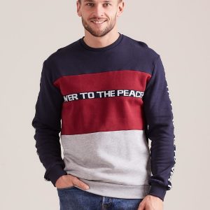 Wholesale Navy blue cotton sweatshirt for men with inscriptions