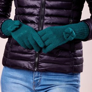 Wholesale Green gloves with bow and long ribbing