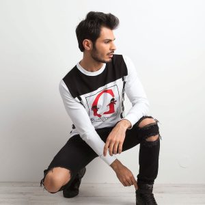 Wholesale White and black sweatshirt for men with print