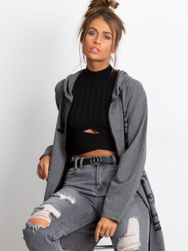 Wholesale Dark Grey Long Hoodie