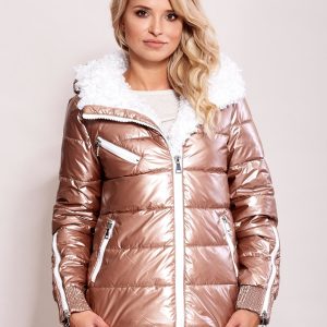 Wholesale Pink Metallic Quilted Jacket