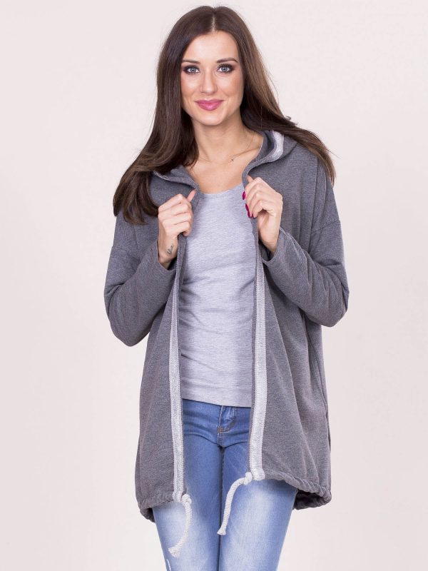 Wholesale Dark Grey Sweatshirt Bow with Hoodie