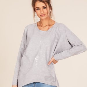 Wholesale Gray oversized blouse with pockets