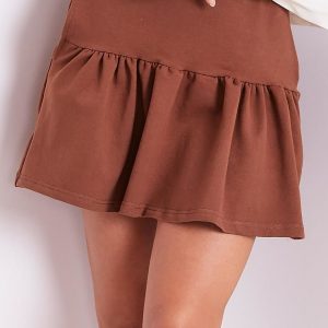 Wholesale Brown sweatshirt skirt with flounce