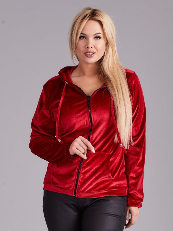 Wholesale Burgundy Velvet Plus Size Hoodie