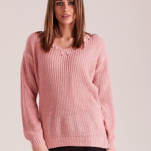 Wholesale Light pink sweater with pearls