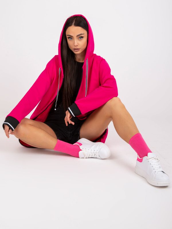 Wholesale Fuchsia long sweatshirt with pockets