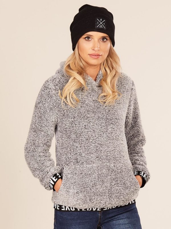 Wholesale Women's Fluffy Hoodie Grey