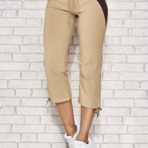 Wholesale Beige capri sports pants with inserts