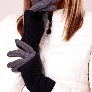 Wholesale Black and graphite gloves with warming and wool