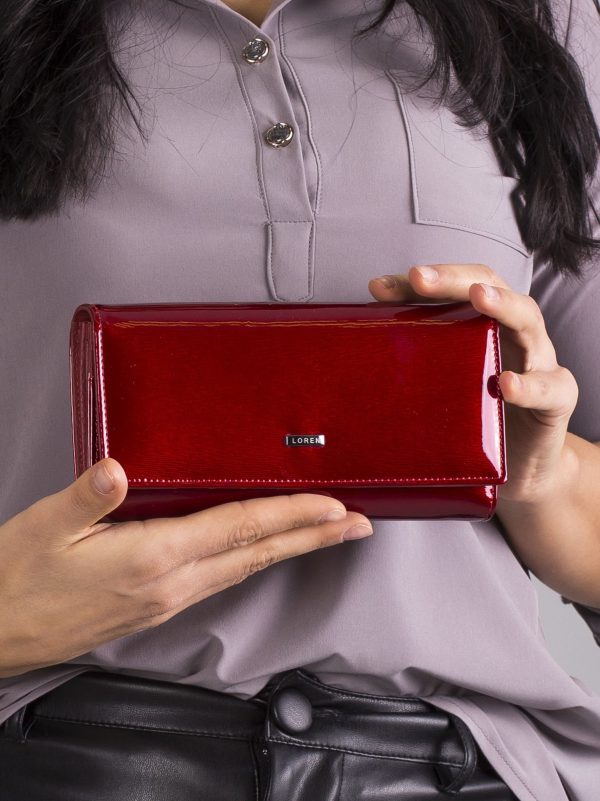 Wholesale Red lacquered oblong wallet