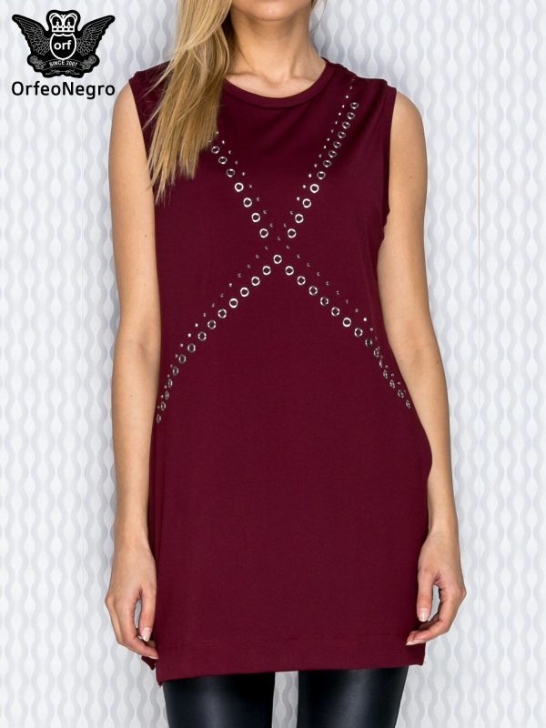 Wholesale Tunic with rhinestones burgundy