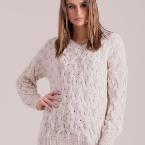 Wholesale Beige braided sweater