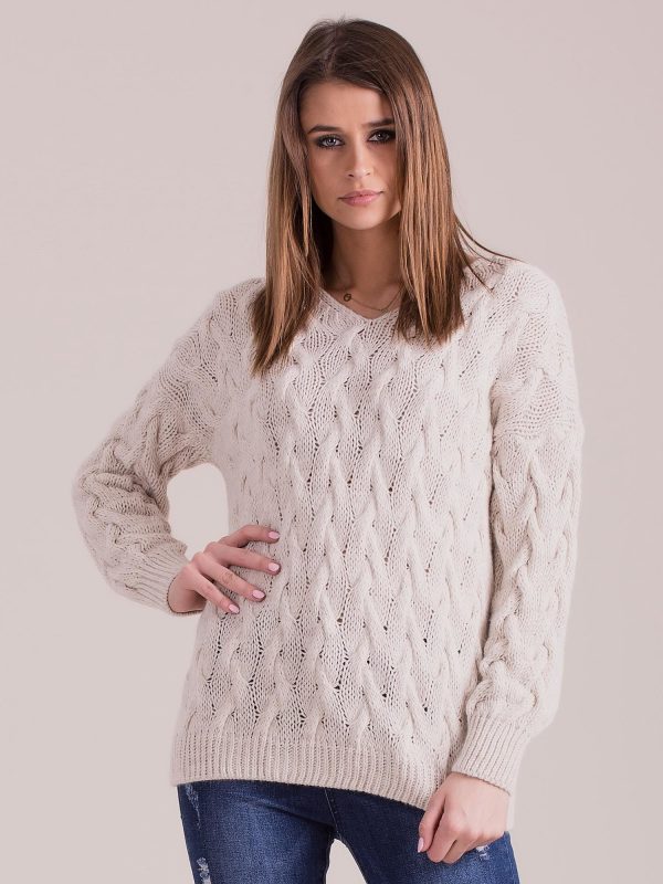 Wholesale Beige braided sweater