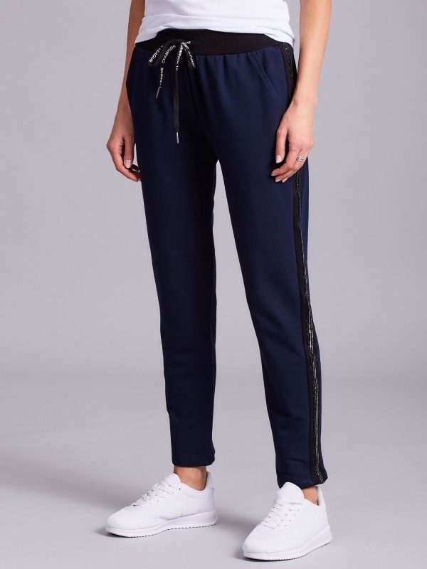 Wholesale Dark blue trousers with stripes