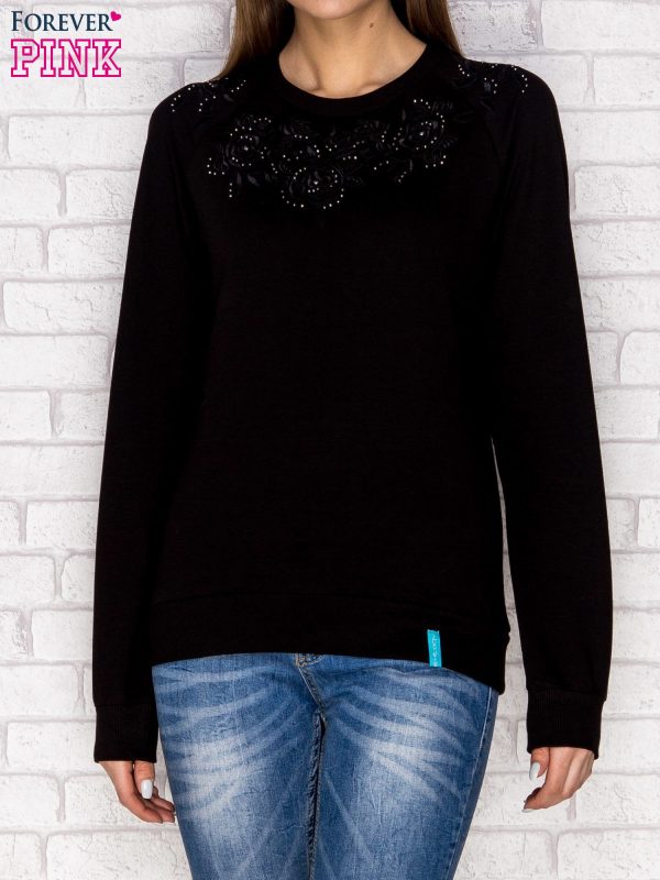 Wholesale Embossed Floral Pattern Sweatshirt Black