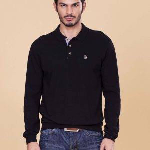 Wholesale Men's Black Long Sleeve Polo Shirt