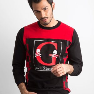 Wholesale Black and red sweatshirt for men with print