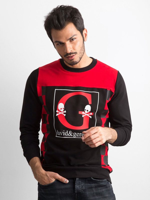 Wholesale Black and red sweatshirt for men with print