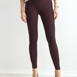 Wholesale Burgundy Fluted Leggings with Silver Specks