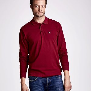 Wholesale FILA Burgundy smooth men's blouse with collar