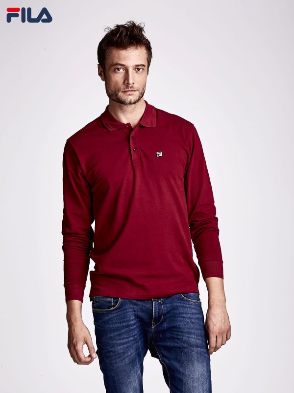 Wholesale FILA Burgundy smooth men's blouse with collar