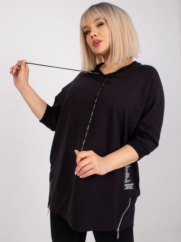 Wholesale Black Aurora Cotton Plus Size Sweatshirt Tunic