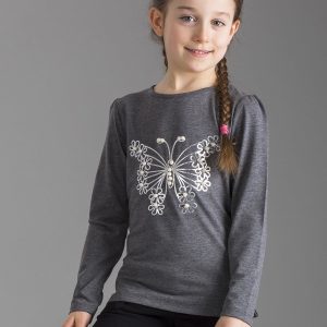 Wholesale Dark gray girl blouse with pearls